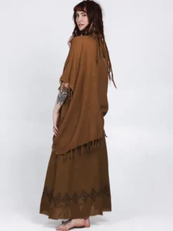 The TwoSisters Plus Size|Nomad Chic Collectie-Terra Soul Kimono Lichtbruin