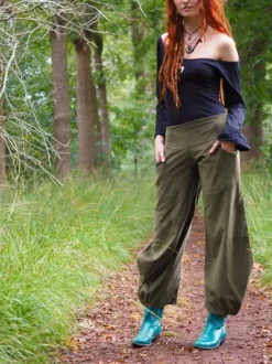 The TwoSisters Broeken|Broeken En Legging-Uma Broek Rib Groen