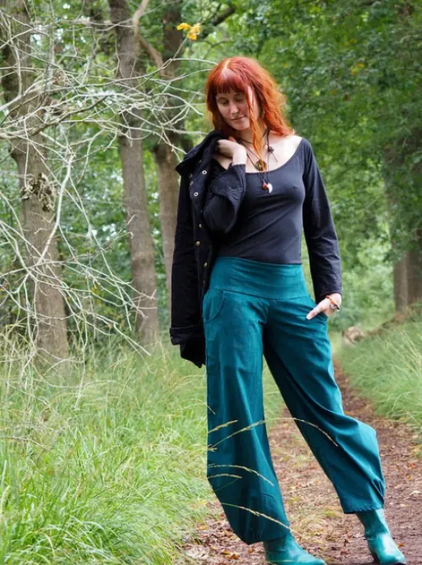 The TwoSisters Broeken|Broeken En Legging-Uma Broek Rib Petrol