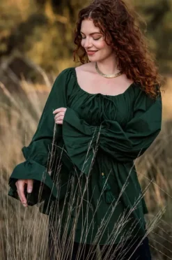 The TwoSisters Tops|Lange Mouw-Vaiana Boho Blouse Groen
