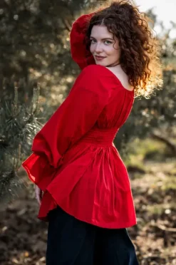 The TwoSisters Tops|Lange Mouw-Vaiana Boho Blouse Knalrood