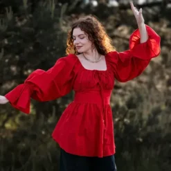 The TwoSisters Tops|Lange Mouw-Vaiana Boho Blouse Knalrood