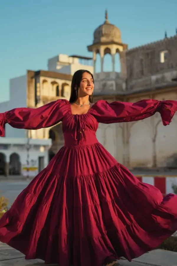 The TwoSisters Plus Size|Zwangerschapsjurk-Vaiana Lange Jurk Burgundy (t/m maat 56)