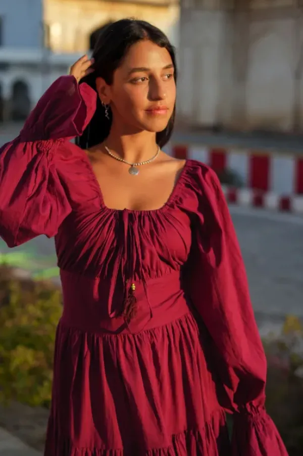 The TwoSisters Plus Size|Zwangerschapsjurk-Vaiana Lange Jurk Burgundy (t/m maat 56)