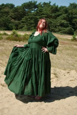 The TwoSisters Plus Size|Zwangerschapsjurk-Vaiana Lange Jurk Groen (t/m maat 60)