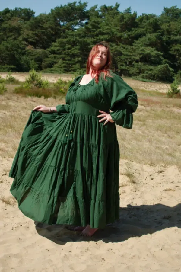 The TwoSisters Plus Size|Zwangerschapsjurk-Vaiana Lange Jurk Groen (t/m maat 60)