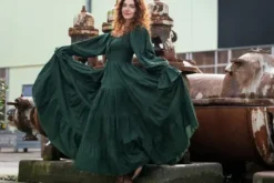 The TwoSisters Plus Size|Zwangerschapsjurk-Vaiana Lange Jurk Groen (t/m maat 60)