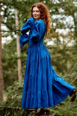The TwoSisters Plus Size|Zwangerschapsjurk-Vaiana Lange Jurk Koren Blauw