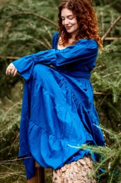 The TwoSisters Plus Size|Zwangerschapsjurk-Vaiana Lange Jurk Koren Blauw