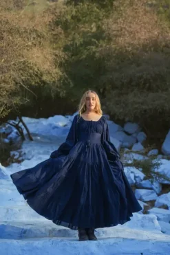 The TwoSisters Plus Size|Zwangerschapsjurk-Vaiana Lange Jurk Marine (t/m maat 56)