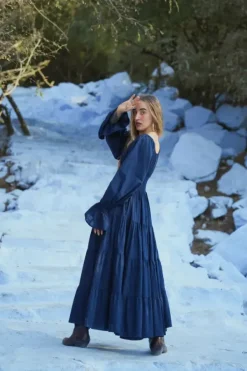 The TwoSisters Plus Size|Zwangerschapsjurk-Vaiana Lange Jurk Marine (t/m maat 56)