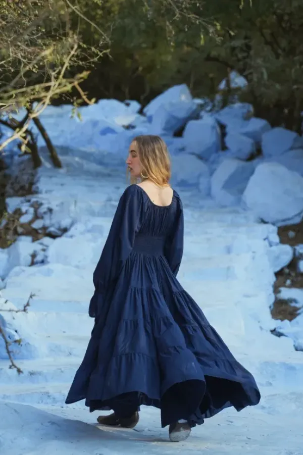 The TwoSisters Plus Size|Zwangerschapsjurk-Vaiana Lange Jurk Marine (t/m maat 56)