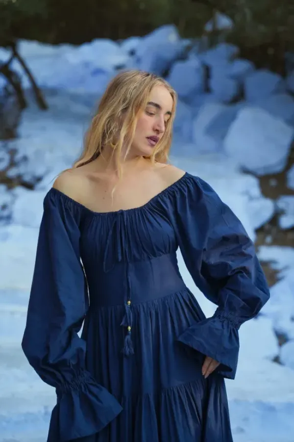 The TwoSisters Plus Size|Zwangerschapsjurk-Vaiana Lange Jurk Marine (t/m maat 56)