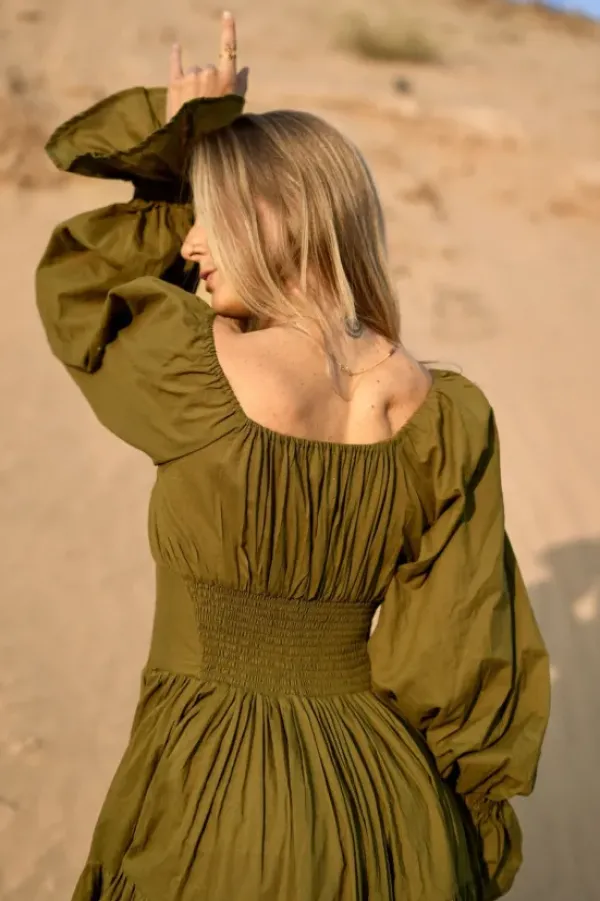 The TwoSisters Plus Size|Zwangerschapsjurk-Vaiana Lange Jurk Olijfgroen (t/m maat 56)