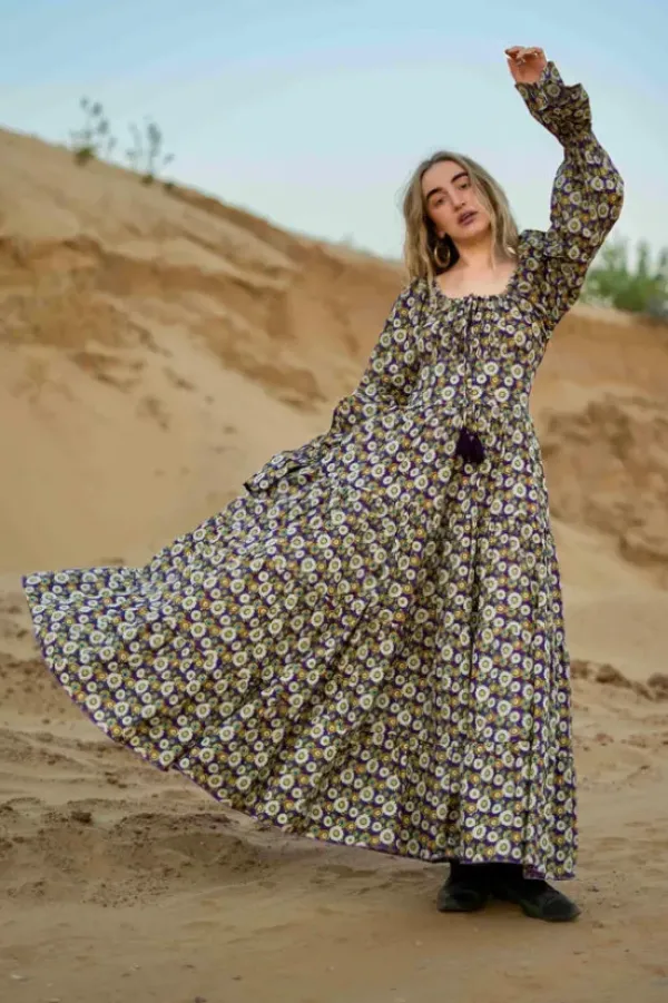 The TwoSisters Plus Size|Bohemian-Vaiana Lange Jurk Print Paars (t/m maat 60)