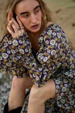 The TwoSisters Plus Size|Bohemian-Vaiana Lange Jurk Print Paars (t/m maat 60)