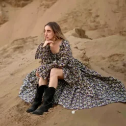 The TwoSisters Plus Size|Bohemian-Vaiana Lange Jurk Print Paars (t/m maat 60)