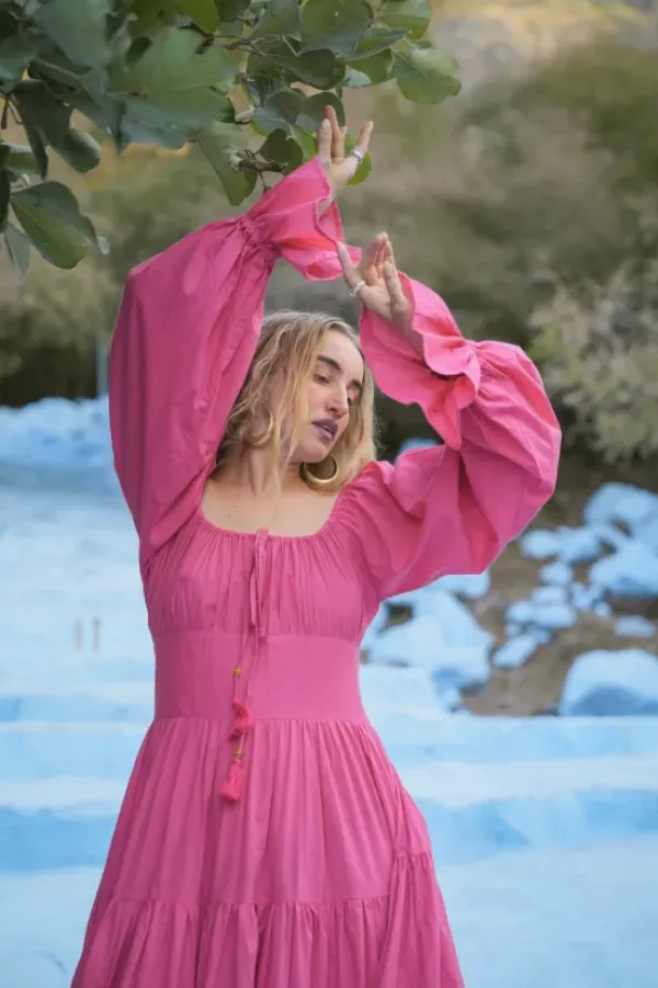 The TwoSisters Plus Size|Zwangerschapsjurk-Vaiana Lange Jurk Roze (t/m maat 56)