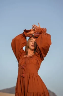 The TwoSisters Plus Size|Zwangerschapsjurk-Vaiana Lange Jurk Warm Oranje (t/m maat 56)