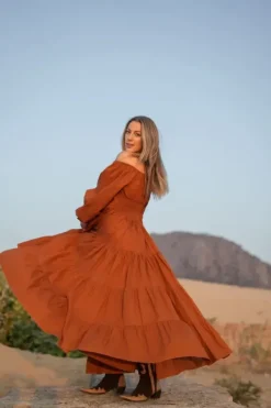 The TwoSisters Plus Size|Zwangerschapsjurk-Vaiana Lange Jurk Warm Oranje (t/m maat 56)