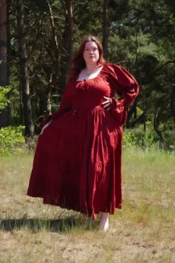The TwoSisters Plus Size|Zwangerschapsjurk-Vaiana Lange Jurk Warmrood (t/m maat 60)