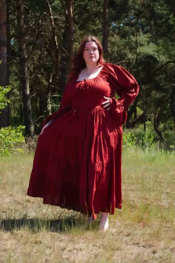 The TwoSisters Plus Size|Zwangerschapsjurk-Vaiana Lange Jurk Warmrood (t/m maat 60)