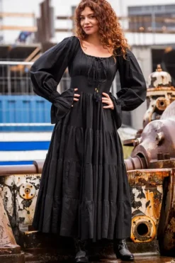 The TwoSisters Plus Size|Zwangerschapsjurk-Vaiana Lange Jurk Zwart (t/m maat 60)