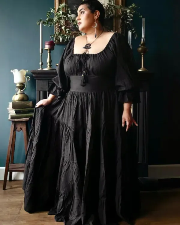 The TwoSisters Plus Size|Zwangerschapsjurk-Vaiana Lange Jurk Zwart (t/m maat 60)
