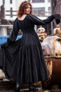 The TwoSisters Plus Size|Zwangerschapsjurk-Vaiana Lange Jurk Zwart (t/m maat 60)