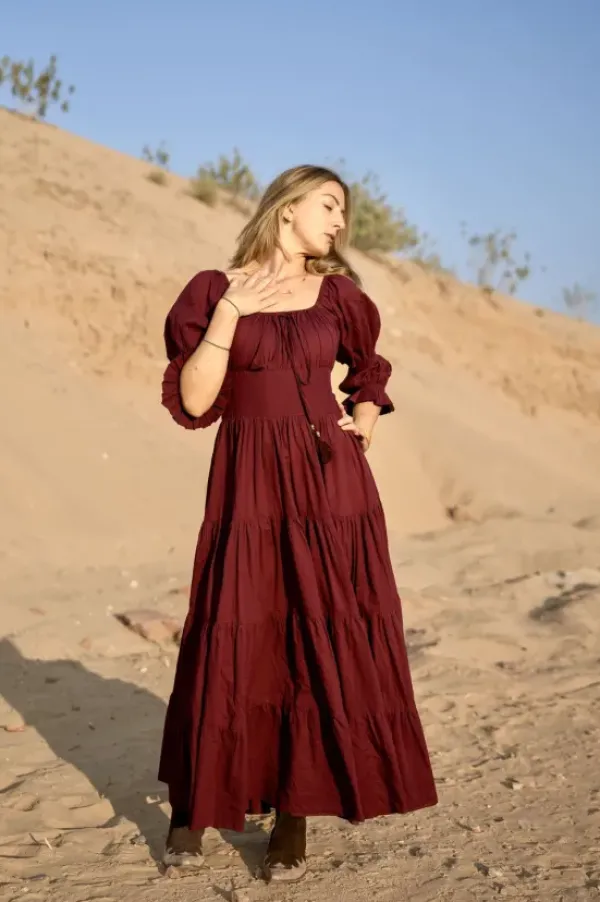 The TwoSisters Plus Size|Zwangerschapsjurk-Vaiana Zomerjurk Burgundy
