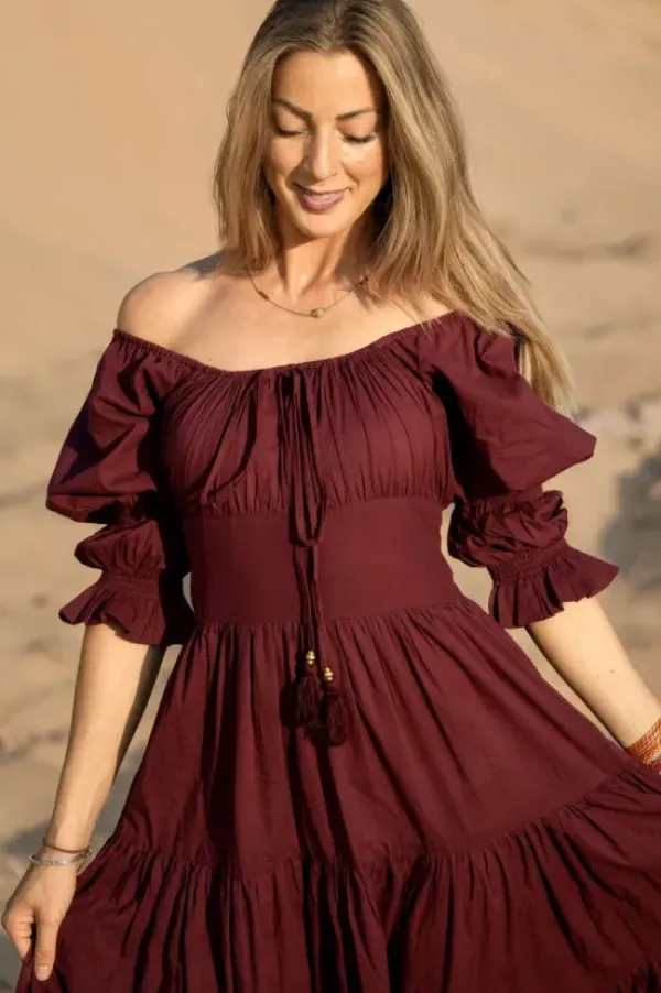 The TwoSisters Plus Size|Zwangerschapsjurk-Vaiana Zomerjurk Burgundy