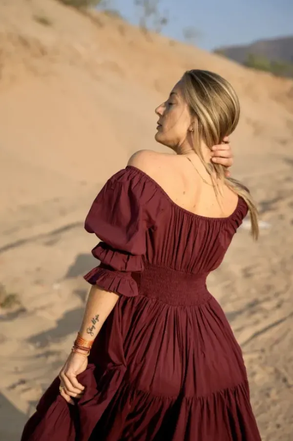 The TwoSisters Plus Size|Zwangerschapsjurk-Vaiana Zomerjurk Burgundy