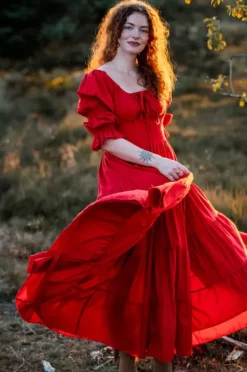 The TwoSisters Plus Size|Zwangerschapsjurk-Vaiana Zomerjurk Knalrood