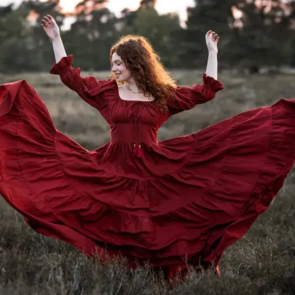 The TwoSisters Plus Size|Zwangerschapsjurk-Vaiana Zomerjurk Warm Rood