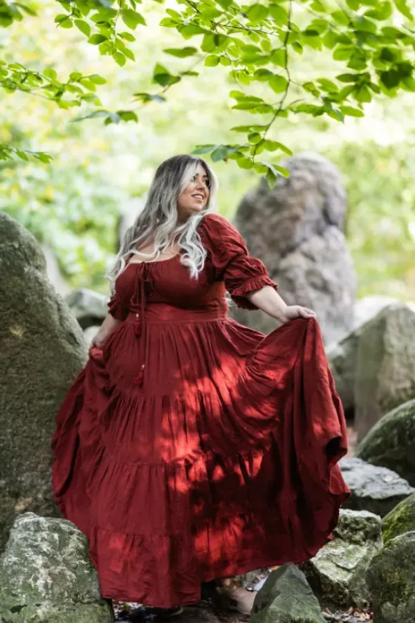 The TwoSisters Plus Size|Zwangerschapsjurk-Vaiana Zomerjurk Warm Rood
