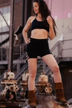 The TwoSisters Broeken|Broeken En Legging-Wild Woman Short Zwart
