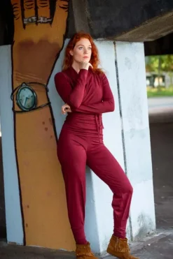The TwoSisters Broeken|Broeken En Legging-Zen Pant Marroon Rood