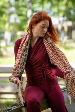 The TwoSisters Broeken|Broeken En Legging-Zen Pant Marroon Rood