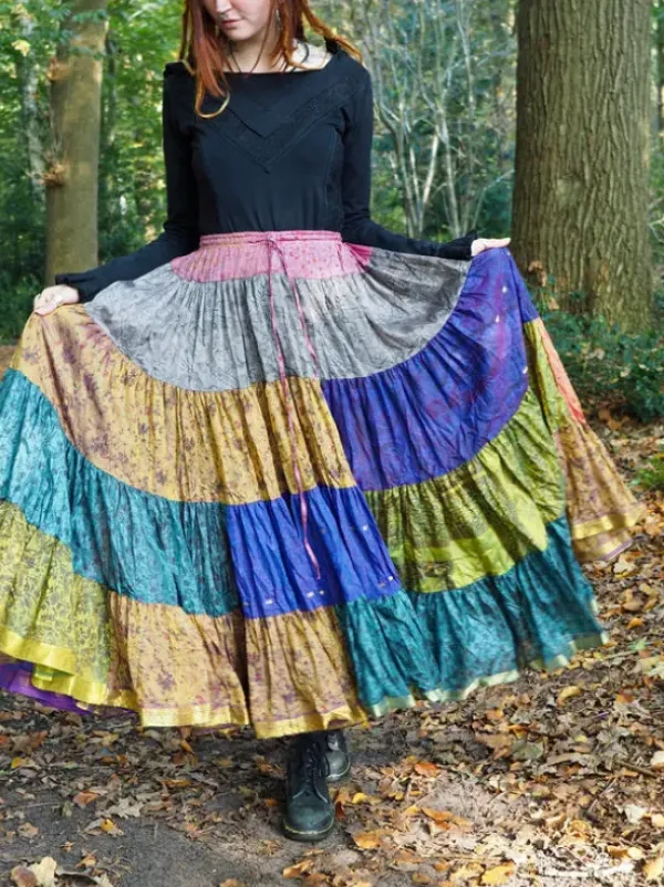 The TwoSisters Plus Size|Zijden Rokken-Zijden Gypsy Rok 405