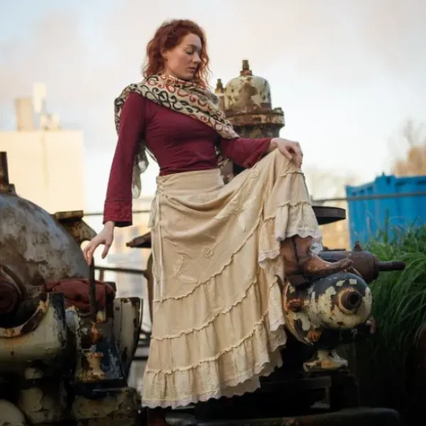 The TwoSisters Plus Size|Gypsy-Ziva Rok Gebroken wit
