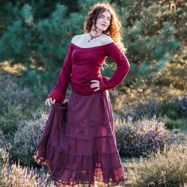 The TwoSisters Plus Size|Plus Size-Ziva Rok Marroon rood