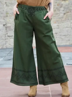 The TwoSisters Nomad Chic Collectie|Broeken-Zora Broek Donkergroen