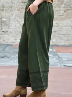 The TwoSisters Nomad Chic Collectie|Broeken-Zora Broek Donkergroen