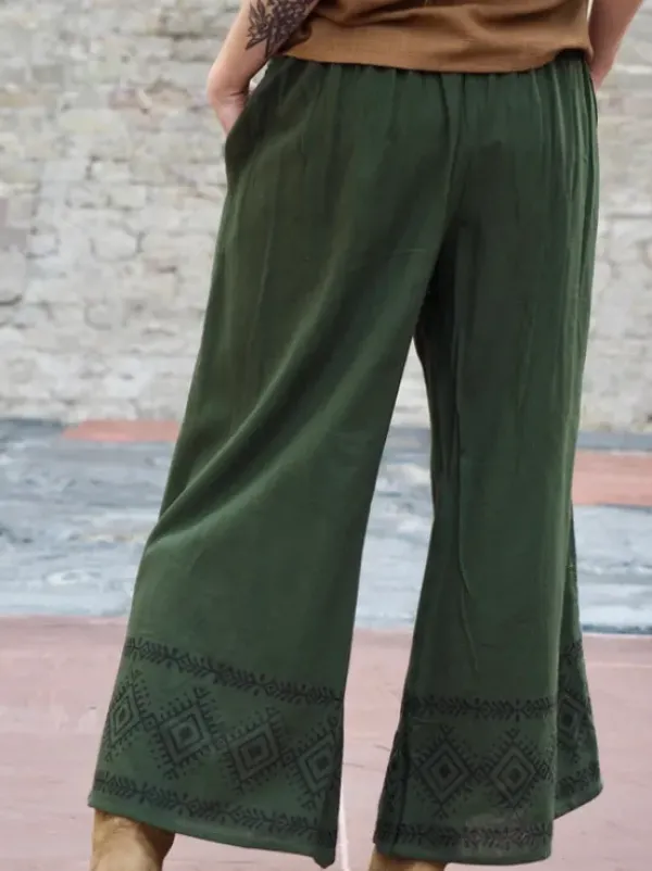 The TwoSisters Nomad Chic Collectie|Broeken-Zora Broek Donkergroen
