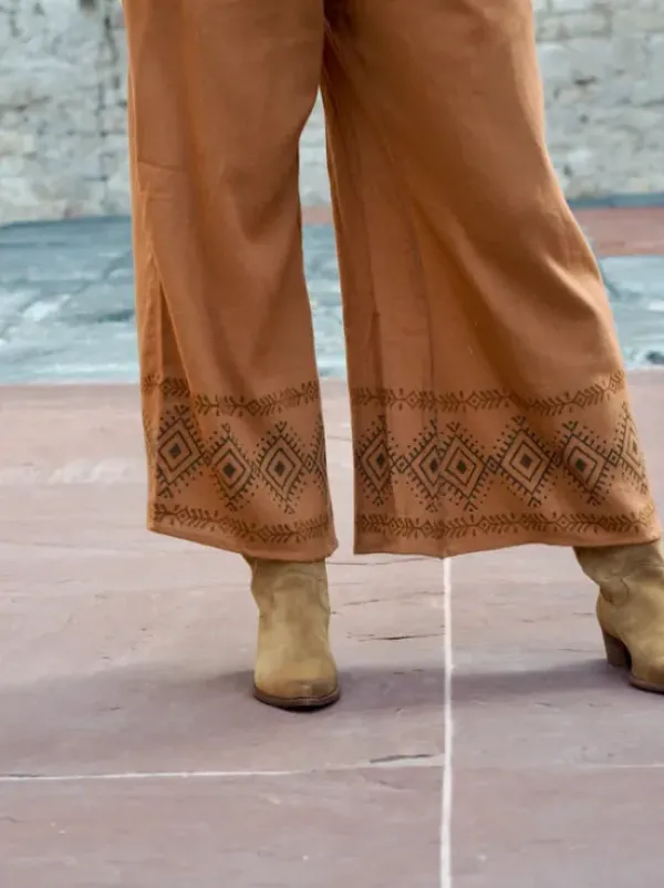 The TwoSisters Nomad Chic Collectie|Broeken-Zora Broek Terracotta